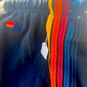 BNWT Aviator Nation SMAll stripes charcoal Sweats